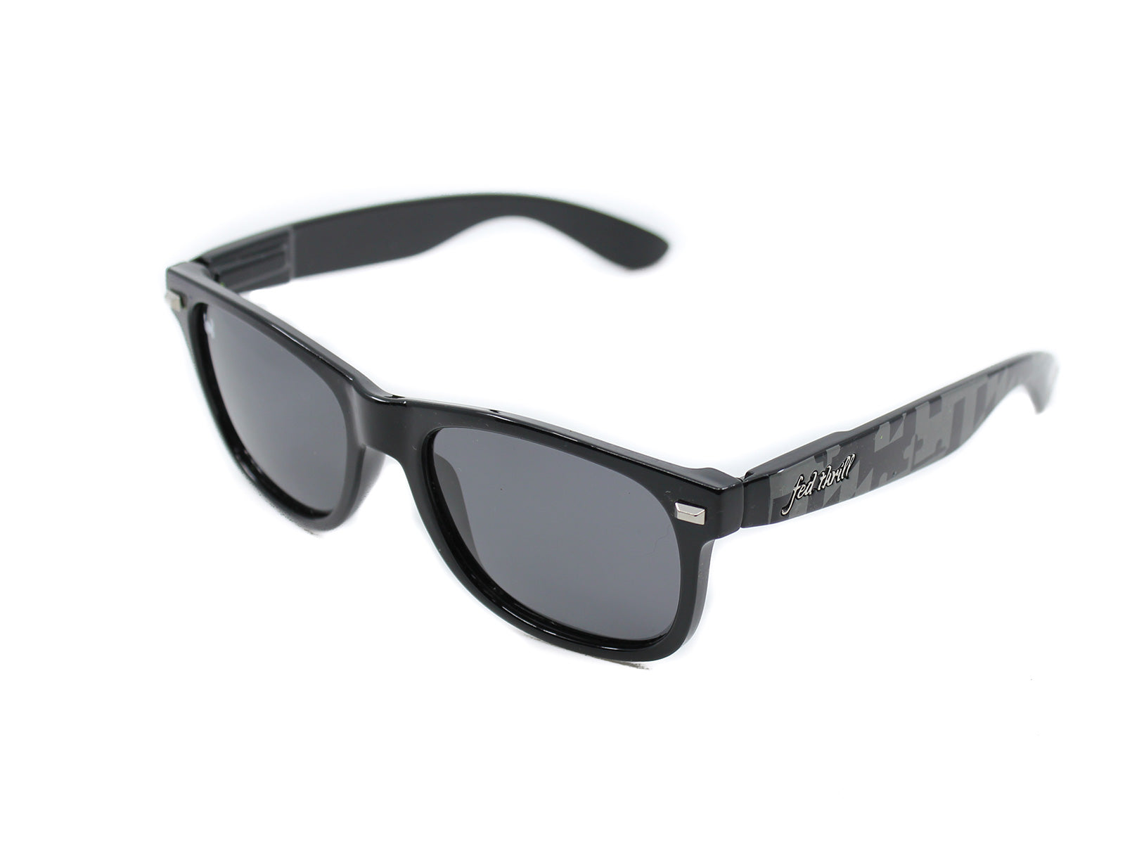 Fultons - MD Stealths I: Glossy Black Front / Black & Gray MD Flag Arms / Crab Smoke Polarized